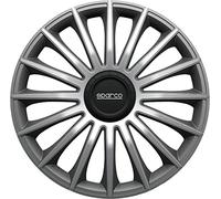 Sparco SPC1493GRSV Set de 4 Enjoliveurs 13 Pouces Treviso, Noir/Argent