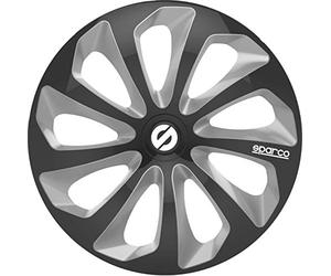 SPARCO SPC1573BKSV Enjoliveur Sicilia, Noir/Argent, Set de 4, 15"