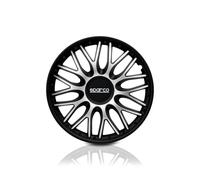 SPARCO Enjoliveurs Roma Bicolore, Set de 4, Argent/Noir, 15