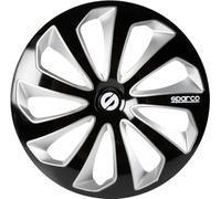SPARCO SPC1673BKSV Enjoliveur Sicilia, Noir/Argent, Set de 4, 16"