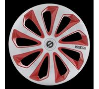 SPARCO SPC1673SVRD Enjoliveur Sicilia, Argent/Rouge, Set de 4, 16"