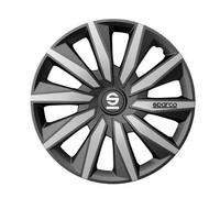 SPARCO Enjoliveurs 16'' pouces Cap De Roue Jeu Enjoliveur Auto gris argent SPC1683GRSV