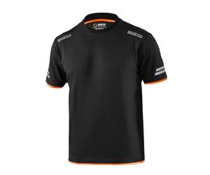 Sparco T-Shirt Technique Tucson - Zones réfléchissantes Haute visibilité - Épaules renforcées - Coton et Polyester Effet piqué - Taille 4XL - Noir