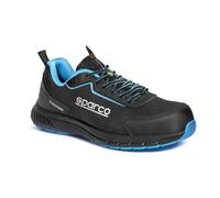 Sparco - Traction - Chaussures de sécurité pour homme et femme - Chaussures de travail antidérapantes et résistantes - Chaussures de sécurité de style sportif, Noir bleu clair, 39 EU