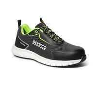 Sparco - Traction - Chaussures de sécurité pour homme et femme - Chaussures de travail antidérapantes et résistantes - Chaussures de sécurité de style sportif, Noir blanc citron, 38 EU