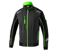 Sparco Veste de travail légère Light Shell Austin en tissu technique hydrofuge coupe-vent. Veste multipoches respirante avec renforts et détails réfléchissants., Gris foncé - Vert fluo, XXXL
