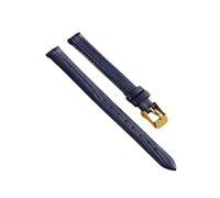 SpaRcz Bracelet de montre en cuir grain de lézard pour femme 8-16mm, Bleu-or, 12mm