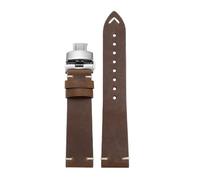 SpaRcz Bracelet de montre en cuir véritable avec boucle papillon, accessoires de montre pour hommes 19-22mm, Couleur 7, 21mm