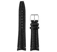SpaRcz Bracelet de montre en cuir véritable, extrémité incurvée, en cuir de vache tissé, 20-22mm, Fermoir à épingle noire (extrémité incurvée), 22mm