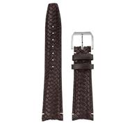 SpaRcz Bracelet de montre en cuir véritable, extrémité incurvée, en cuir de vache tissé, 20-22mm, Fermoir à épingle marron (extrémité plate), 20mm