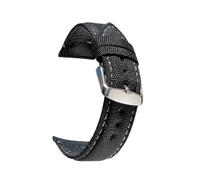 SpaRcz Bracelet de montre en nylon, toile à voile, cuir cousu, noir, 18-22mm, Noir, 22mm