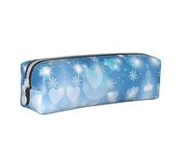 SpaRcz Trousse à Crayons en Cuir avec Fond de Flocon de Neige et cœur Bleu, Sac à Crayons Simple à Fermeture éclair, Couleur 8, 21x5x5.5cm