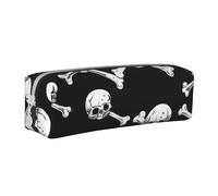 SpaRcz Trousse à Crayons en Cuir avec Motif tête de Mort et os croisés, Sac à Crayons Simple à Fermeture éclair, Couleur 2, 21x5x5.5cm