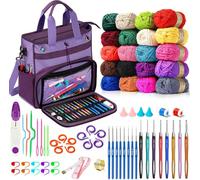 Spardar 74 Kit de Crochet Pièces, Pour Débutants Avec grand Sac de Rangement, 20 Fils à Crocheter, 16 Crochets, Fournitures de Crochet Pour Adultes, Seniors et Enfants (Violet Foncé)