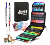 Spardar Lot de 120 feutres épais et fins, double pointe avec sac de transport noir et 3 livres de coloriage, pour enfants et adultes, pour calligraphie, manga, livres de coloriage et lettrage à la