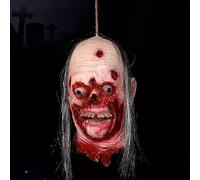 Spare no effort+ Tête de zombie sanglante coupée pour Halloween, tête de cadavre coupée effrayante à suspendre, taille réelle, en latex, accessoires pour décoration de fête de maison hantée