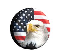 Spare Tire Cover Bald Eagle American Flag Tire Covers Weatherproof Wheel Protector Universal Fit for Camper Trailer RV SUV Truck (15 inch Fits for Tire Diameter 70-75cm/27.5-29.5in)
