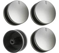 Spares2go Bouton de Commande Argent/Noir pour Lamona Plaque de Cuisson/Four LAM3200 LAM3204 LAM3401 (Lot de 4)