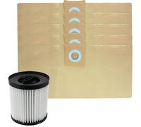 SPARES2GO Filtre cartouche + 5 sacs à poussière pour aspirateur Mac Allister MWDV16L-A MWDV20L-A MWDV30L-A 16L 20L 30L