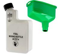 SPARES2GO Flacon mélangeur 1 L pour carburant/huile + entonnoir à bec conique rigide pour voiture/moto/cyclomoteur (1 L)