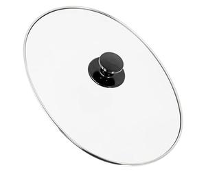 SPARES2GO Grand couvercle ovale en verre et poignée à bouton compatible avec les mijoteuses Russell Hobbs (250 mm x 330 mm)
