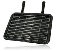 SPARES2GO Grande poêle à griller antiadhésive avec grille + 2 poignées amovibles (420 mm x 300 mm)
