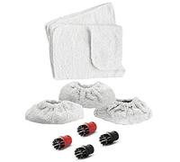 SPARES2GO Hand Tool Terry Cloth Pads Covers + 4 Brush Nozzles compatible with Karcher SC1.020 SC1020 SC1030 SC1030B Steam Cleaner