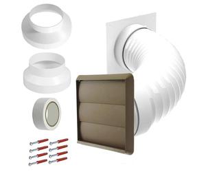 SPARES2GO Kit de conduit d'aération extérieur universel pour climatisation - 100 mm, 125 mm, 150 mm (marron)