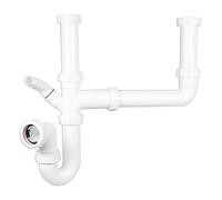 SPARES2GO Kit de siphon en P pour évier double bac, lave-linge et lave-vaisselle (40 mm / 1,5" / 1½")