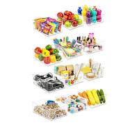 Spares2go Lot de 12 plateaux de rangement transparents pour réfrigérateur, nourriture, garde-manger, ménage, petits, moyens et grands