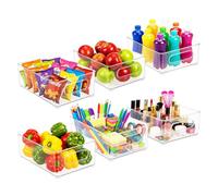 Spares2go Lot de 6 plateaux de rangement transparents pour réfrigérateur, nourriture, garde-manger, ménage, petits, moyens et grands