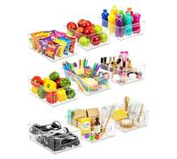 Spares2go Lot de 9 plateaux de rangement transparents pour réfrigérateur, nourriture, garde-manger, ménage, petits, moyens et grands