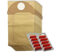 Spares2go Sacs à poussière et filtre à cartouche pour aspirateurs compatible avec Karcher MV2, IPX4 (filtre, 5 sacs, 10 sacs) 10 Bags + 10 Freshener Sticks