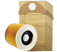 Spares2go Sacs à poussière et filtre à cartouche pour aspirateurs compatible avec Karcher MV2, IPX4 (filtre, 5 sacs, 10 sacs) Cartridge Filter + 10 Bags
