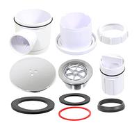 SPARES2GO Siphon de douche pour bonde de 50 mm, trou de bonde de 40 mm, bonde de bonde de bonde chromée argentée, kit de base dôme