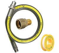 SPARES2GO Universal Oven Cooker Gas Supply Hose, PTFE Pipe Tape & Connector Joint (3ft 1/2 inch, Straight Bayonet, BS EN14800 CE) by Spares2go
