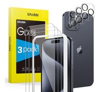 SPARIN 3 Pièces Verre Trempé pour iPhone 15 Pro Max 6,7" avec 3 Pièces Caméra Arrière Protecteur, Ultra Résistant Vitre Protection écran avec Outil D'alignement Facile