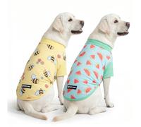 Spark Paws Sunblock Lot de 2 t-shirts pour chien, protection SPF30, légers, respirants et séchage rapide, pour chiens à peau sensible, abeilles et pastèque, taille 2XL