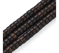 Sparkeads 1 fil de perles rondes plates en noix de coco de 5 mm | Perles Heishi en bois marron noix de coco pour fabrication de bijoux