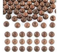 Sparkeads 50 perles rondes en bois de coco naturel