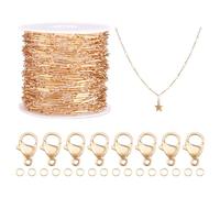Sparkeads Chaînes à maillons en plaqué or 18 carats avec fermoir mousqueton pour loisirs créatifs, collier, bracelet, boucles d'oreilles ras du cou pour femme