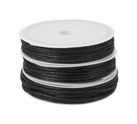 Sparkeads Cordon rond en coton ciré tressé pour fabrication de bijoux - Pour fabrication de bracelets d'amitié, colliers, bijoux - 16,1 m - Noir