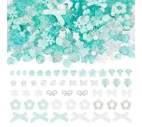 Sparkeads Lot de 100 g de perles acryliques assorties en forme de cœur avec nœud papillon pour fabrication de bijoux, bracelets, colliers, boucles d'oreilles, chaînes de téléphone portable, turquoise