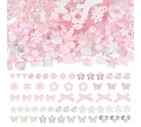 Sparkeads Lot de 100 g de perles acryliques assorties en forme de cœur, papillon, flocons de neige en plastique pastel pour fabrication de bijoux, bracelets, colliers, boucles d'oreilles, chaînes de