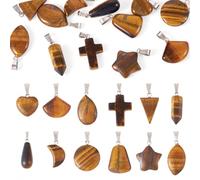 Sparkeads Lot de 12 breloques assorties œil de tigre en forme de croix en forme de cœur en forme de larme - Pendentifs œil de cheval en cristal pour bijoux, boucles d'oreilles, colliers, bracelets,