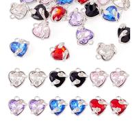 Sparkeads Lot de 18 breloques en alliage de verre à facettes en forme de cœur avec câlin pour la Saint-Valentin, colliers, boucles d'oreilles, bracelets, fabrication de bijoux