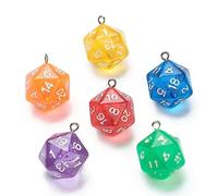 Sparkeads Lot de 20 dés polyédriques D20 pour jeux de table, pendentifs en acrylique à 20 facettes, pour porte-clés, bijoux, travaux manuels, stylos, Acrylique, Pas de gemme