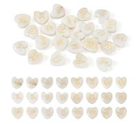 Sparkeads Lot de 24 perles de coquillage naturel de 9 mm - 12 constellations blanches fumées en forme de cœur - Signe du zodiaque - Perles en vrac pour bijoux, bracelets d'amitié, colliers, boucles