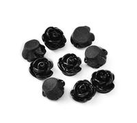 Sparkeads Lot de 50 perles roses noires de 9 x 7 mm pour colliers chapelet, perles de fleurs en résine percées pour bouddha, mala, fabrication de bijoux, bracelets, boucles d'oreilles, travaux manuels