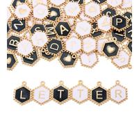Sparkeads Lot de 52 breloques hexagonales en alliage émaillé avec initiale de l'alphabet pour la fabrication de bijoux, Émail